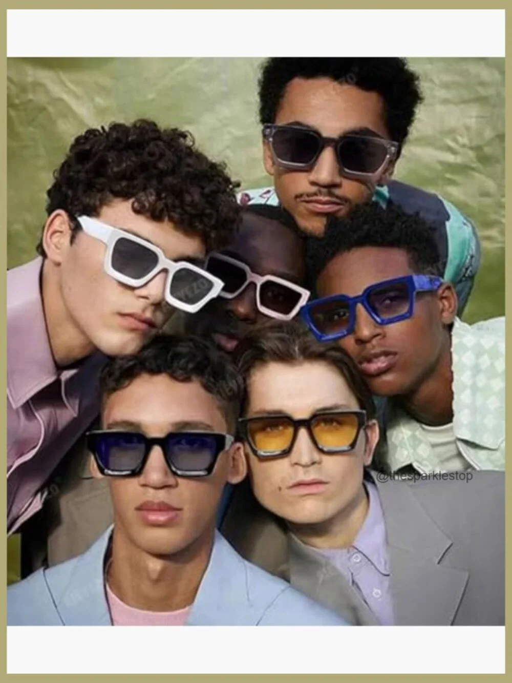 Square Thick Frame Sunglasses Polarized UV Protection Acetate Retro Shades